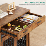 YITAHOME Dog Kennel Furniture for 2 Dogs, 39 inch Double Dog Crate with Storage Drawers, Indoor Wooden Dog House Heavy Duty for 2 Small Medium Dogs, Brown YITAHOME