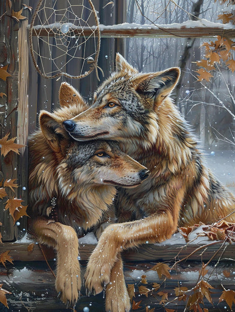 SKRYUIE 5D Wolf Diamond Painting Kits - DIY Diamond Art Kits for Adults Snow, Full Round Drill - Crystal Cross Stitch - Adults Craft for Wall & Office Decor - 12x16 Inch SKRYUIE