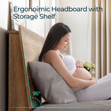 LINSY Wood Full Size Bed Frame with Ergonomic Headboard, Farmhouse Beds Frame Full with Storage Shelf, 45-Min Fast Assembly Wood Bed Full, Noise-Free, No Box Spring Needed - Brown LINSY