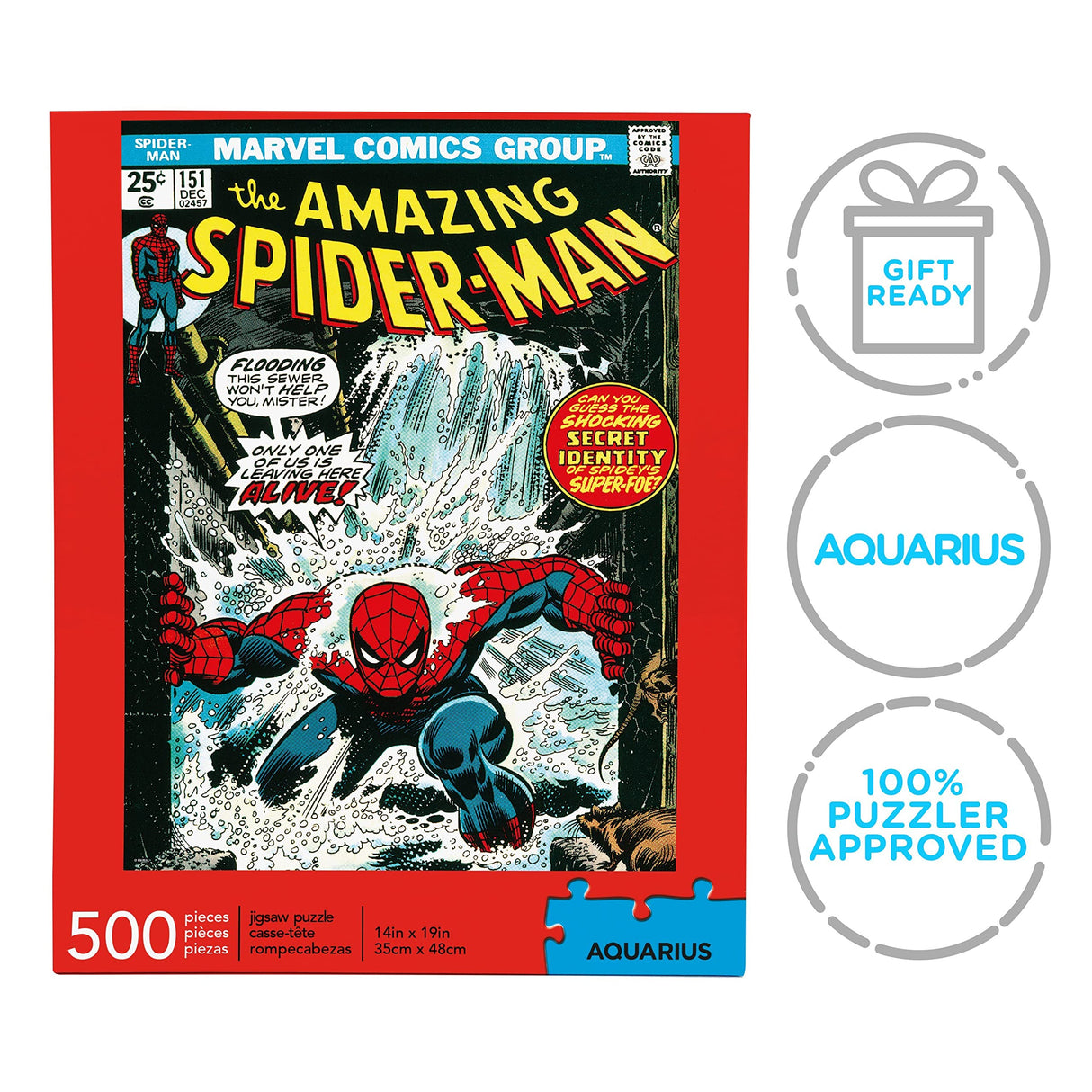 Aquarius Marvel Spiderman Puzzle (500 Piece Jigsaw Puzzle) - Officially Licensed Marvel Merchandise & Collectibles - Glare Free - Precision Fit - 14 x 19 Inches AQUARIUS