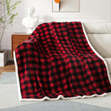 BEAUTEX Christmas Sherpa Fleece Throw Blanket, Super Soft Warm Buffalo Plaid Plush Blankets and Throws, Warm Winter Cozy Fuzzy Blanket for Couch Sofa Bed (Red, 50" x 60") BEAUTEX