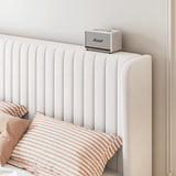 SHA CERLIN Full Size Velvet Bed Frame with Vertical Channel Tufted Wingback Headboard, Upholstered Platform Bed with Wood Slats, No Box Spring Needed, Easy Assembly, White SHA CERLIN