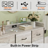 Welfuturer Dresser for Bedroom with 12 Drawers LED Dressers & Chests of Drawers Charging Station Fabric Dresser Storage Organizer Unit for Hallway Entryway Closets Sturdy Steel Frame Wood Top Gray Welfuturer
