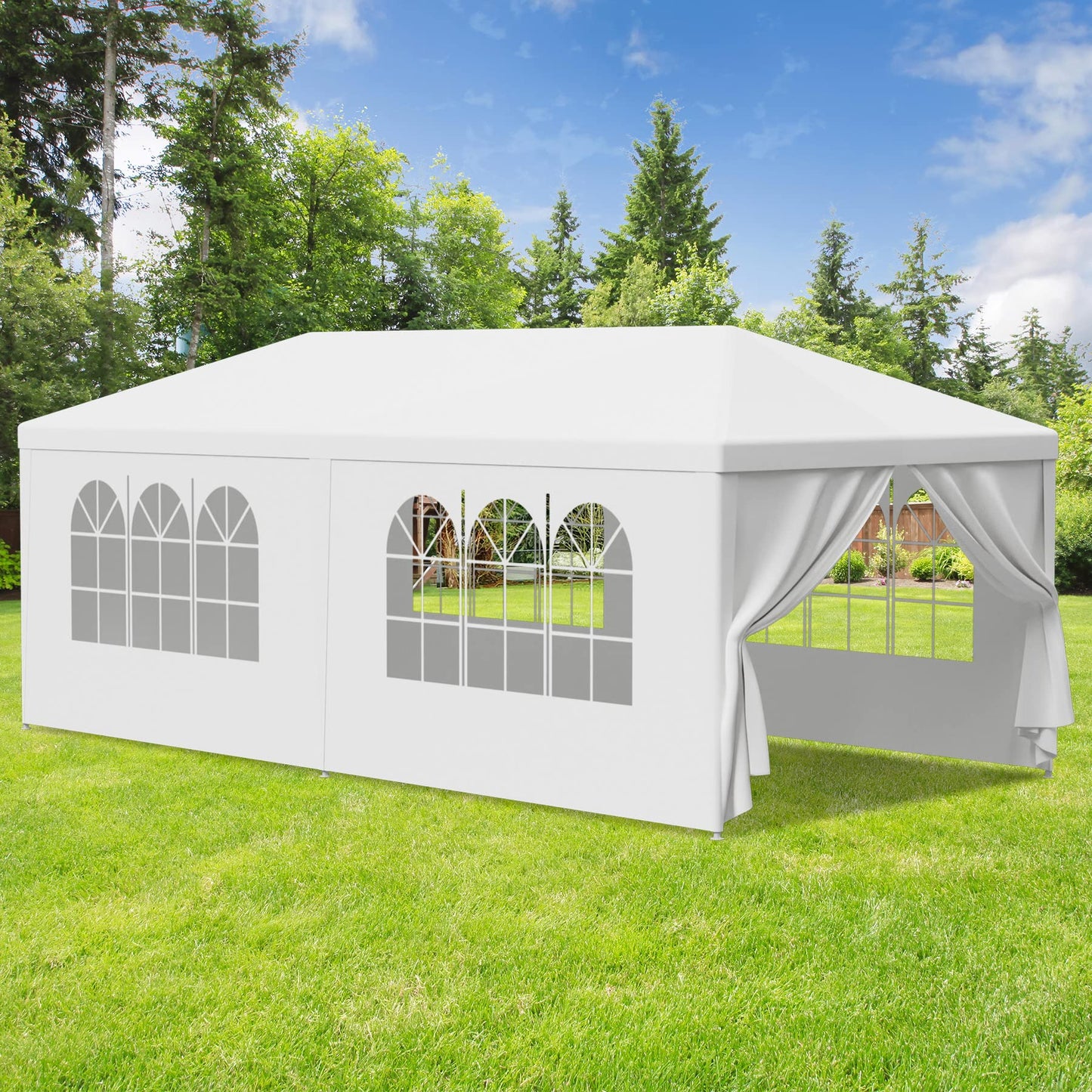 JupiterForce 10x20 Canopy Tent Outdoor Wedding Party Tent with Removable Sidewalls Heavy Duty Waterproof Patio Gazebo Shelter BBQ Pavilion Canopy Cater Event Tents, White(10' x 20')