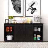 Panana Bar Cabinet with Barn 2 Sliding Doors Buffet Farmhouse Storage Cabinet TV Stand (Black) Panana