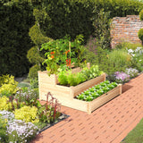 S AFSTAR 3-Tier Raised Garden Bed, Wood Elevated Planter Box with 3 Dividable Bed Kit, Outdoor Above Ground Garden Beds for Plants Herbs Vegetables, Stackable & Flat Arrangement, 49"L x 49"W x 22"H S AFSTAR