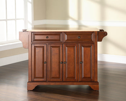 Crosley Furniture Lafayette Full Size Kitchen Island with Natural Wood Top, Cherry - WoodArtSupply