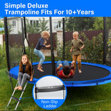 Simple Deluxe Trampoline for Kids with Safety Enclosure Net Wind Stakes 400LBS Weight Capacity 12FT Recreational Trampolines with Ladder Blue Outside Net Simple Deluxe