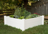 NuVue Products 26001 Premium Outdoor Raised Garden Bed for Growing Edible Plants and Flowers, BPA-Free Woodgrain Panel Elevated Planter Box, 48” L x 48” W x 15” H, White NuVue