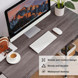 VECELO 43 Inch Computer Desk Writing Study Work Office Table Modern Desk with Shelves Wooden Desk for Home Bedroom,Brown Desk VECELO