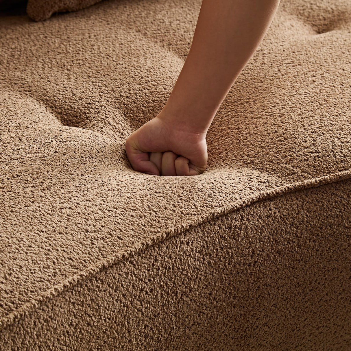 YOPENG 109" Curved Couch Modular Sectional Sofa,Modern Boucle Fabric Tufted Upholstered Couches,4 Seats Extra Deep Curved Sofas for Living Room,Bedroom,Small Spaces,Camel YOPENG