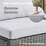 HOOOWOOO Patio Outdoor Sectional Furniture Sofa Set,7 Piece U Shaped Corner Wicker Rattan Couch Set,Rustic 6 Persons Summer Patio Conversation Set for Outside Porch Deck Garden(Light Gray) HOOOWOOO