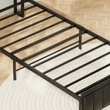 ANCTOR Twin Size Bed Frame with Upholstered Headboard and LED Light, Strong Platform Bed with Charging Station,No Box Spring Needed ANCTOR