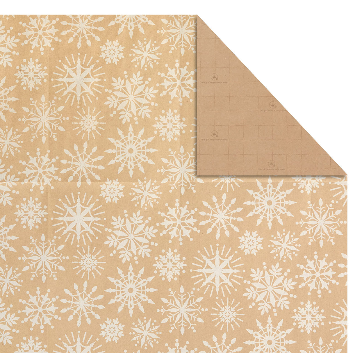 Hallmark Christmas Flat Wrapping Paper Sheets - Recyclable Kraft Gift Wrap Paper (12 Folded Sheets with Sticker Seals) Rustic Red Trucks, White Snowflakes, Merry Christmas Lettering Hallmark