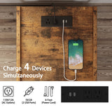 LIKIMIO Nightstand, Set of 2 Bedside Table with Charging Station, Small End Table with Storage Drawer and Shelf for Bedroom and Living Room, Easy Assembly, Stable and Sturdy, Vintage Brown LIKIMIO