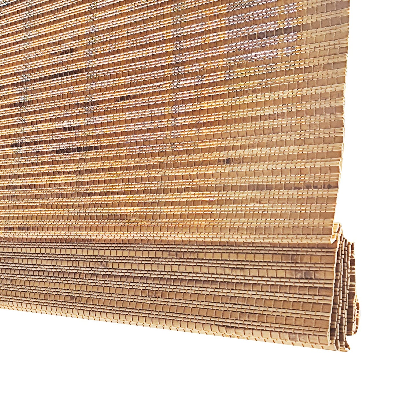 SUAKY Cordless Blackout Bamboo Roman Shades - Customisable 100% Natural Linen Window Blinds, Color 1