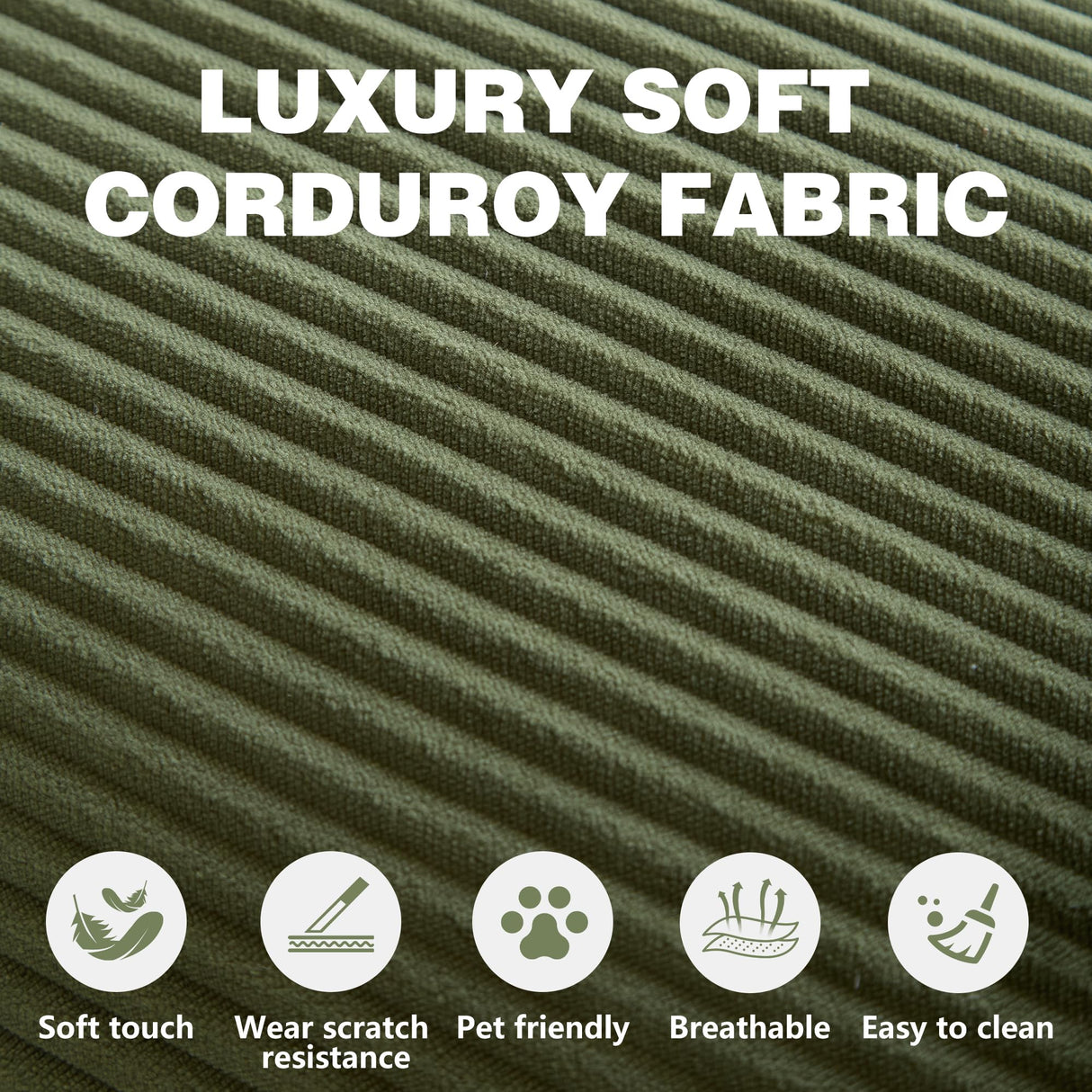 LIAROO 78.8" Convertible Sofa Bed - Compression Sofa with Corduroy Fabric - with Armrests and Backrest - Modular Sectional for Living Room, Bedroom, Studio - Compression Sofa in Box (Green) LIAROO