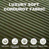 LIAROO 78.8" Convertible Sofa Bed - Compression Sofa with Corduroy Fabric - with Armrests and Backrest - Modular Sectional for Living Room, Bedroom, Studio - Compression Sofa in Box (Green) LIAROO