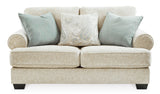 Signature Design by Ashley Monaghan Vintage Loveseat with Accent Pillows, Reversible Cushions and Rolled Arms, Beige Signature Design by Ashley