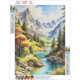 GDYEEH DIY Snowy Mountain 5D Diamond Art Kits, Round Full Drill Sparkling River Stream Diamond Painting Picture, Forest Painting by Numbers Art Kits for Adults Beginners Home Wall Decor 12x16 inch GDYEEH
