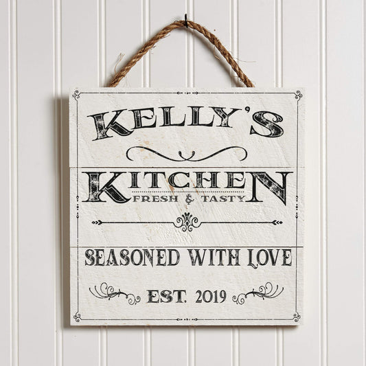 Artblox Personalized Kitchen Signs Custom Wood Sign Printed On Real Pine Wood Kitchen Wall Decor Personalized Gifts For Wife Christmas Gift Ideas Rustic Home Decor Customized Gifts - WoodArtSupply