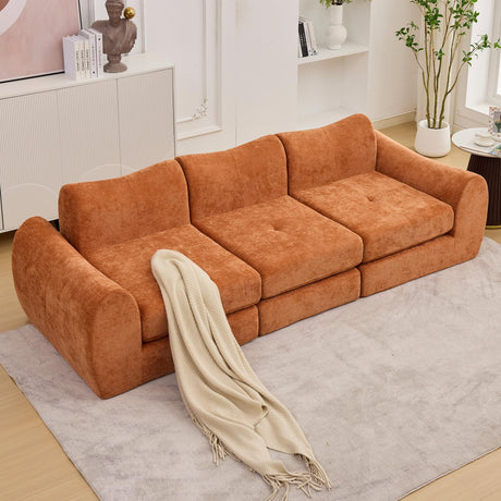 MAXMAXX 102" Modular Sectional Cloud Sofa,4-in-1 Folding Convertible Sofa Bed, Floor Boneless Couch, Modular Cushion Couch,Suitable for Living Room,Bedroom and Recreation Room(Orange) MAXMXX