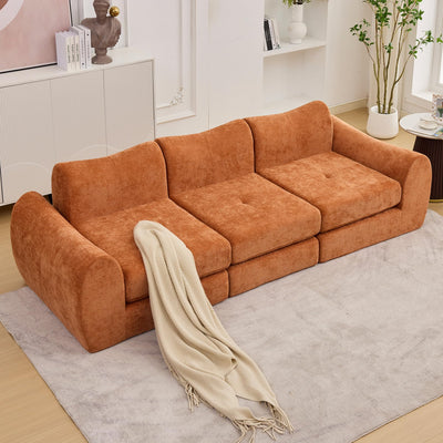 MAXMAXX 102" Modular Sectional Cloud Sofa,4-in-1 Folding Convertible Sofa Bed, Floor Boneless Couch, Modular Cushion Couch,Suitable for Living Room,Bedroom and Recreation Room(Orange)