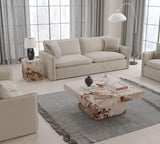 Acme Fultan Contemporary ECC/Wood Square Coffee Table in Beige Engineered Stone Acme