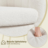 Yaheetech Sherpa Fabric Accent Chair, Modern Cozy Vanity Chair with Gold Metal Legs, Boucle Fabric Armchair with Removable Seat Cushion for Living Room Bedroom Office Guest Room, Ivory Yaheetech