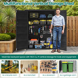 Outdoor Resin Storage Shed with Floor, Lockable Vertical Tool Shed, Weather-Resistant Garden Storage Cabinet for Backyard Patio (Dark Gray) SEGMART