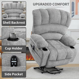 DURASPACE Power Lift Recliner Electric Lift Massage Recliner Chairs with Heat, Large Shell Velvet Backrest Lift Chair Recliners for Elderly, Seniors (Gray) DURASPACE