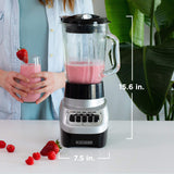 BLACK+DECKER PowerCrush Countertop Blender, 6-Cup Glass Jar, For Smoothies and More, Stainless Steel Blade, 4 Speed Settings to Puree, Crush Ice, Chop, Dice, and Pulse, Dishwasher Safe, 700W Motor BLACK+DECKER