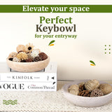 FNTSTICGOODS Travertine Decorative Bowl - 7.8” Diameter & 2” Height - Key Bowl for Entryway Table - Travertine Bowl for Fruit - Organic Modern Centerpiece Bowl - Beige/Natural FNTSTICGOODS