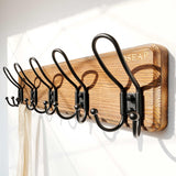 Dseap Coat Rack Wall Mounted - Heavy Duty Farmhouse Rustic Wall Coat Hanger with 5 Wire Hooks for Clothes Hat Jacket Towel, RusticWire, J1-5A, Rustic Brown & Black Dseap