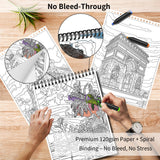 Kalysky Landscapes Adult Coloring Book Set of 3 – Complex Nature Landscapes & Iconic Architecture | Desert, Ocean Forests, Modern Wonders | Coloring Books for Adults Relaxation (8.25” x 11”) Kalysky