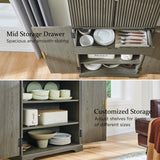 ACCOHOHO Fluted Pantry Cabinet, 72" Tall Modern Storage Cabinet with 4 Doors, Organizer, Drawer and Adjustable Shelves, Wood Cupboard for Kitchen, Dining Room, Living Room and Bathroom, Army Green ACCOHOHO