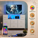 WLIVE White Dresser for Bedroom, TV Stand for Bedroom for 55 inch TV with Charging Station and LED Lights, Fabric Chest of Drawers with Open Shelves, 8 Drawers Dressers for Living Room, Closet WLIVE