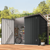 AECOJOY 7x3 Lean to Shed, 3x7 Outdoor Bike Sheds & Outdoor Storage Clearance, Small Lean to Metal Storage Shed, Outdoor Storage Cabinet Weatherproof for Bikes in Dark Grey AECOJOY