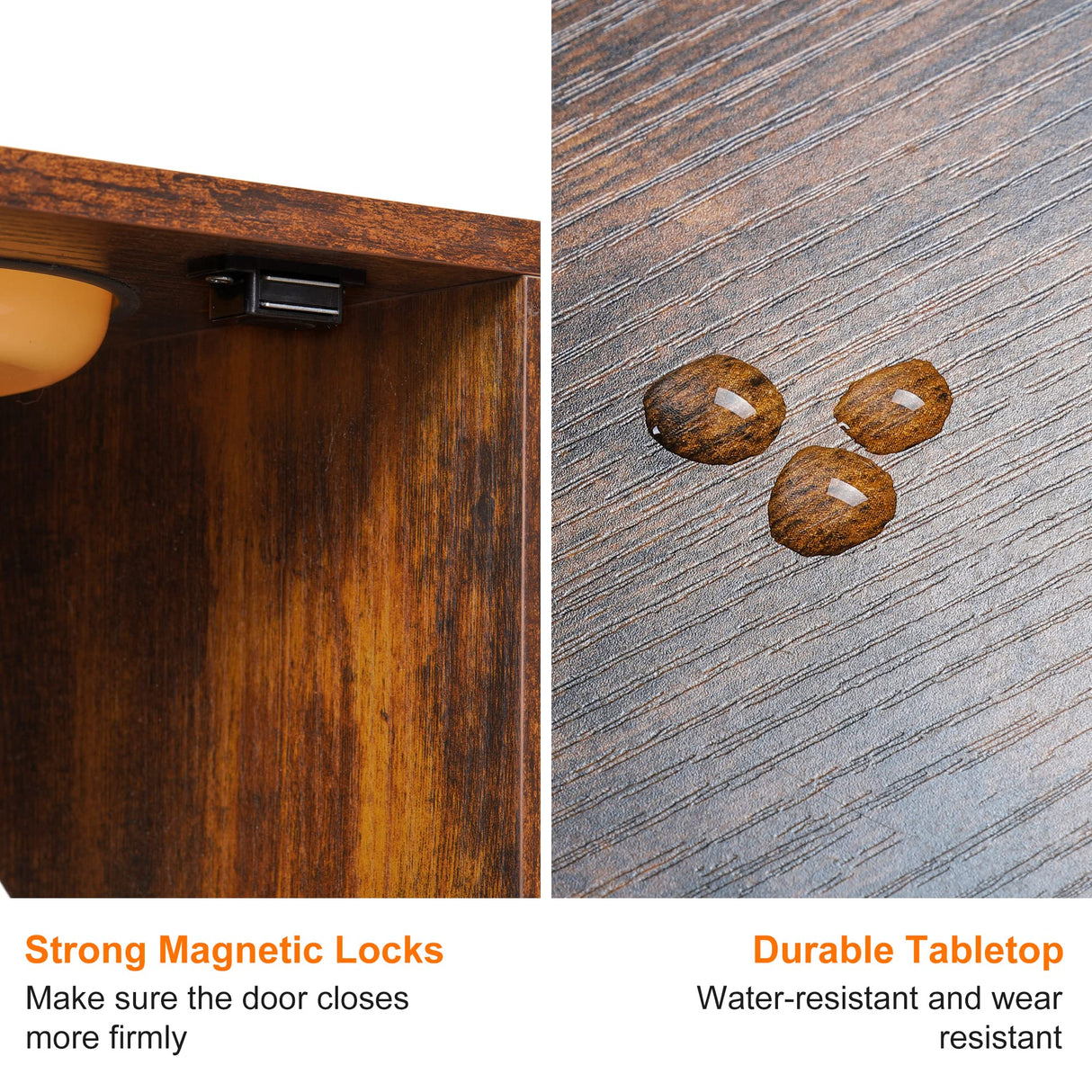 Heybly Cat Tree, Wood Litter Box Enclosure with Food Station, All-in-one Indoor Cat Furniture with Basket and Condo, Modern Style Cat Tower, Hammock, Rustic Brown HCT101SR Heybly