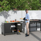 GDLF Outdoor Grill Table with Sink,Metal Grill Cart, Outdoor Kitchen Island with Stainless Steel Sink,L57*W21.65 GDLF