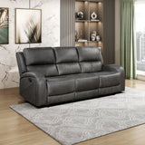 Lexicon Manual Double Reclining Sofa, Polished Microfiber Manual Wall Hugger Sofa Recliner for Living Room, Home Theater Seating, Track Arm, Stitching Cushion, Padded Foam Seat Cushion, Gray Lexicon