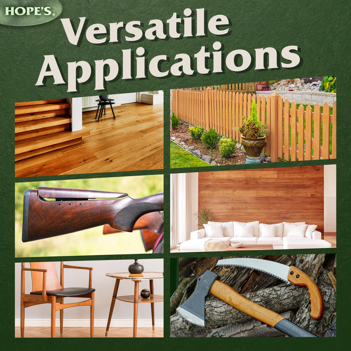 HOPE'S 100% Pure Tung Oil, Food Safe, Premium Waterproof Natural Wood Finish and Sealer for Indoor and Outdoor Projects,16 Fl Oz, 2 Pack HOPE'S