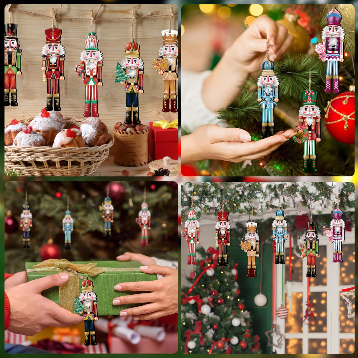 24 Pieces Christmas Nutcracker Wooden Ornaments Wood Hanging Decoration Set for Christmas Tree Hanging Wood Crafts Holiday Decor Xmas Party Supplies (Xmas-Nutcracker-A) JOPHMO