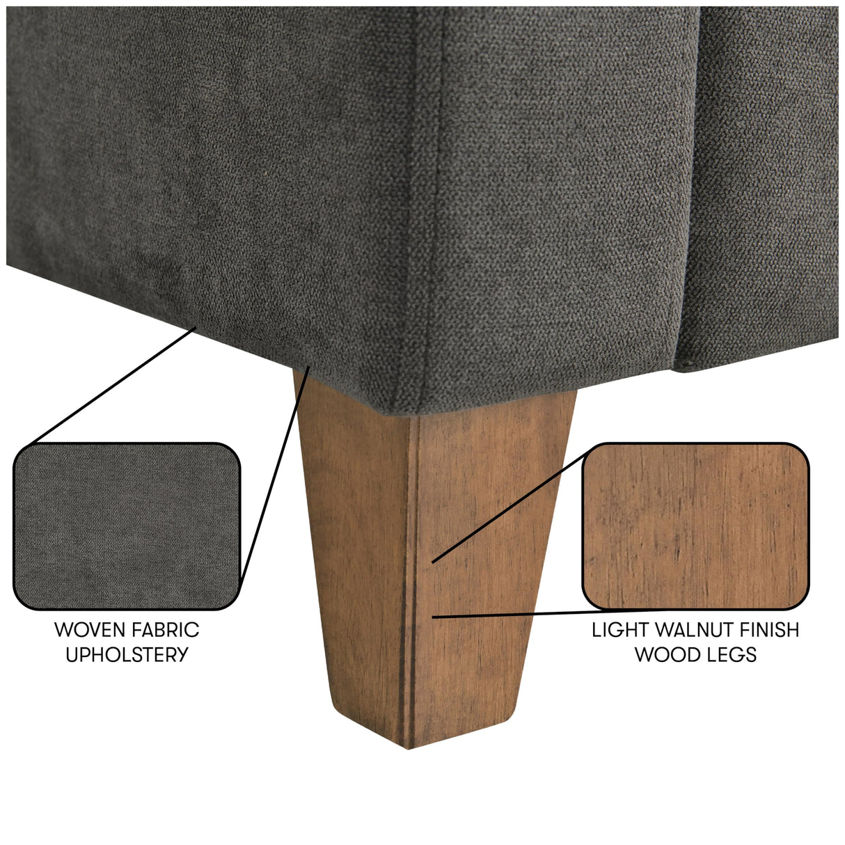 Serta® Armstrong 52" Soft Modern Sofa, Sloped Track Arms, Solid Wood Legs, Easy Assembly, Dream Coil® Comfort, Soft Woven Polyester Fabric, Gray Serta