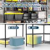 PeacefulHues 5-Tier Storage Shelving Unit Metal Shelves 59" W Wire Shelving, 70" H L-Shaped Pantry Shelves Kitchen Storage Shelves for Home Commercial Garage Heavy Duty, 70.5" H x 59" W x 13.8" D PeacefulHues