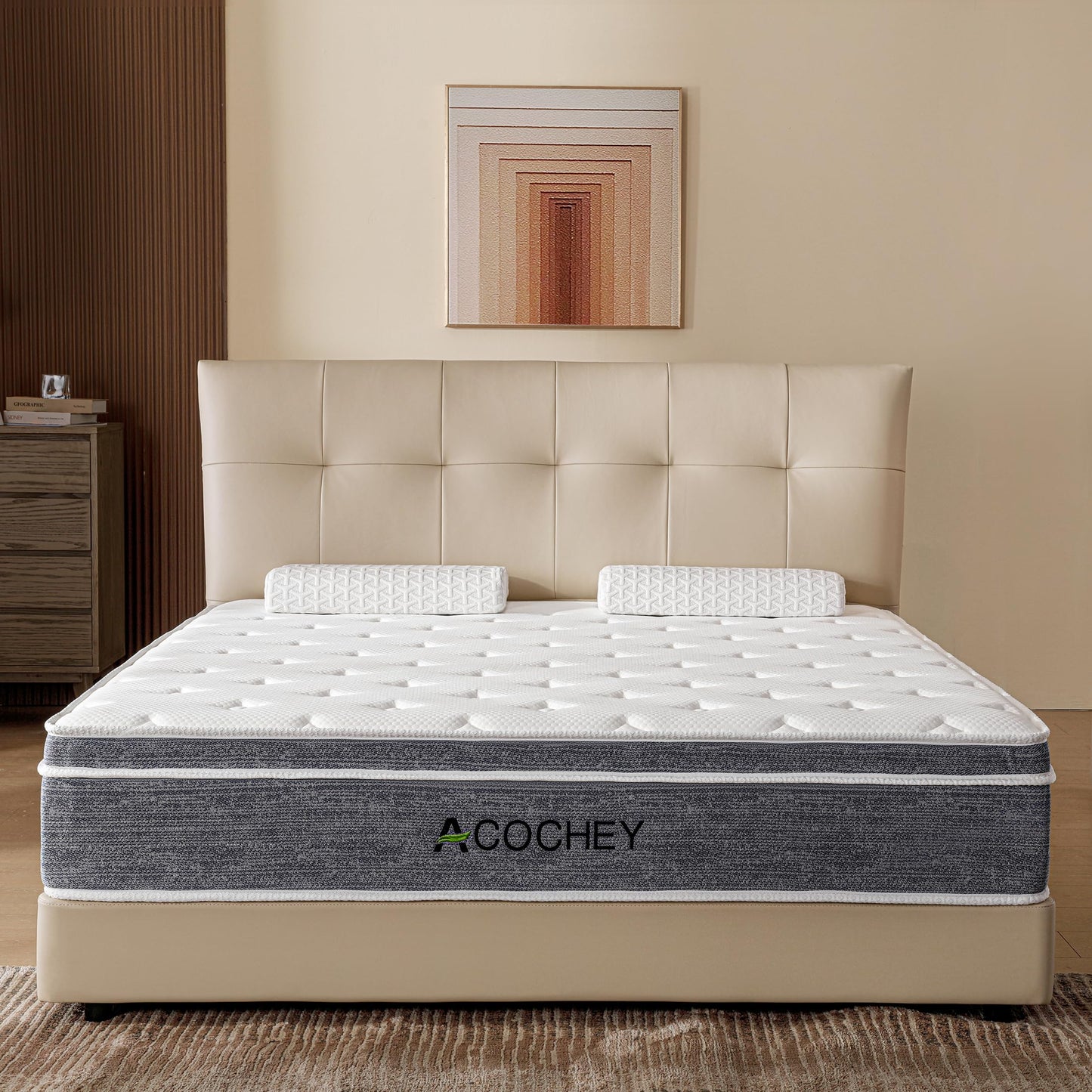 Acochey 8 Inch King Mattresses,Hybrid King Size Mattress in a Box,Gel Memory Foam Medium Firm Grey Mattress,Quality Comfort and Adaptive Support Breathable Cooling King Mattress,CertiPUR-US.