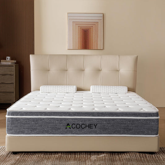 Acochey 8 Inch King Mattresses,Hybrid King Size Mattress in a Box,Gel Memory Foam Medium Firm Grey Mattress,Quality Comfort and Adaptive Support Breathable Cooling King Mattress,CertiPUR-US.