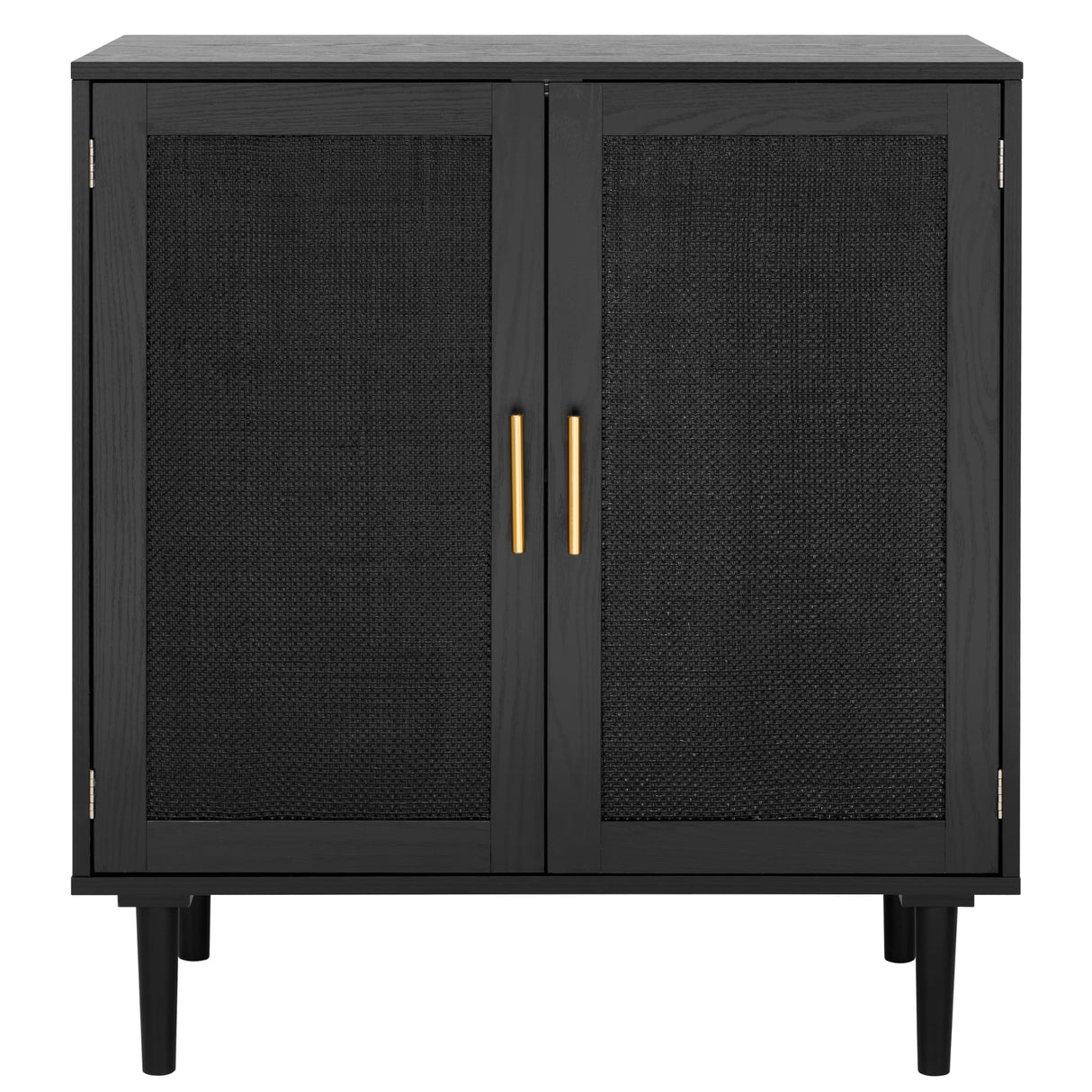 Finnhomy Sideboard Buffet Kitchen Storage Cabinet with Black Painted Rattan Decorated Doors, Dining Room, Hallway, Cupboard Console Table, Liquor/Accent Cabinet, 31.5X 15.8X 34.6 Inches, Black Finnhomy