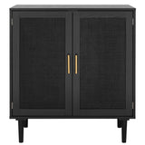 Finnhomy Sideboard Buffet Kitchen Storage Cabinet with Black Painted Rattan Decorated Doors, Dining Room, Hallway, Cupboard Console Table, Liquor/Accent Cabinet, 31.5X 15.8X 34.6 Inches, Black Finnhomy
