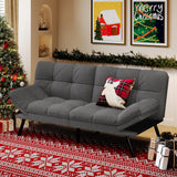 AMICLIBER Convertible Futon Sofa Bed,71" Memory Foam Futon Couch,Detachable Cushion,Adjustable Backrest & Armrest,Linen Modern Loveseat Sleeper Recliner for Living Room,Office,Apartment,Medium Grey AMICLIBER